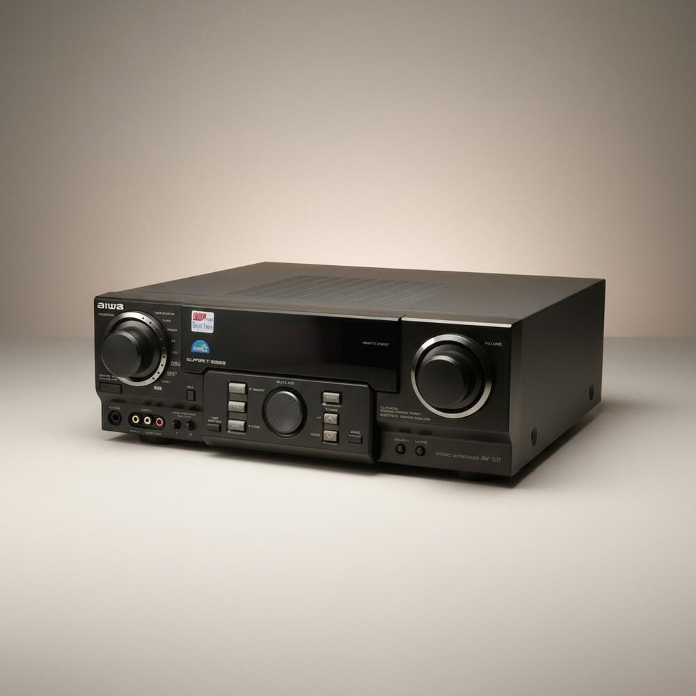 Aiwa Stereo Receiver Black Analog 2 Channel 200W Phono RCA Composite Inputs